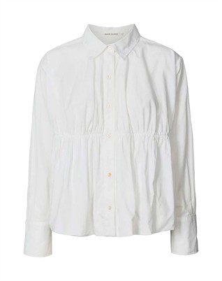 Sophie Poplin Puffed Hem Skjorte - White